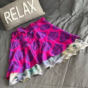 Pink Purple Women's Wrap Skirt Darn Good Yarn Silk Sari Tea Length One Size NEW